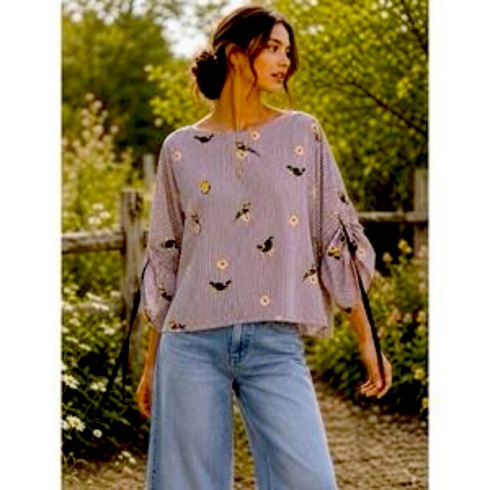 Nanette Lepore Striped Three Quarter Sleeve Top